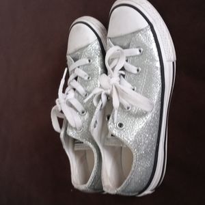 Girls converse size 2 silver glitter